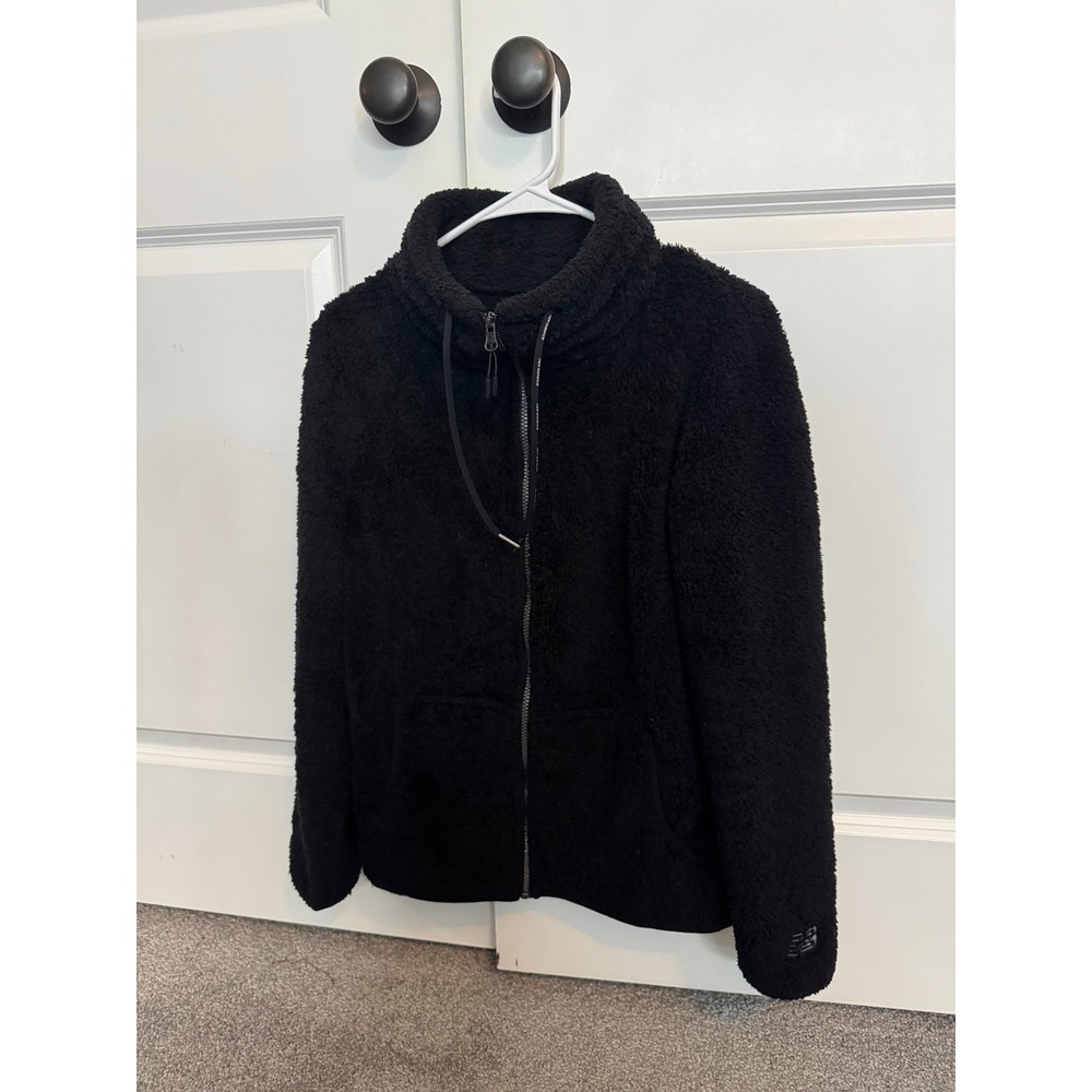 New Balance Fleece Zip Up Jacket Sweater Black Womens Medium